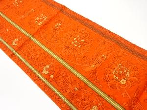 本場筑前博多縞に花唐草模様織出し名古屋帯